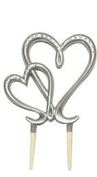 Cake Topper Silver Hearts Entwined