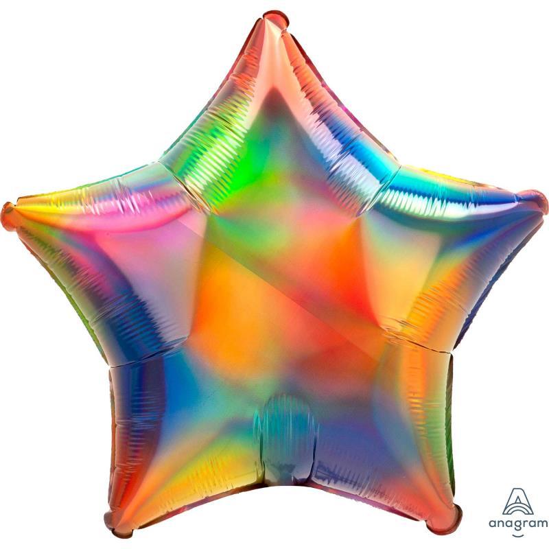 Balloon Foil 45cm Star Holographic Iridescent Rainbow