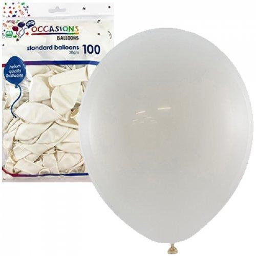 Latex Balloons 30 Cm White Pk/100 Budget