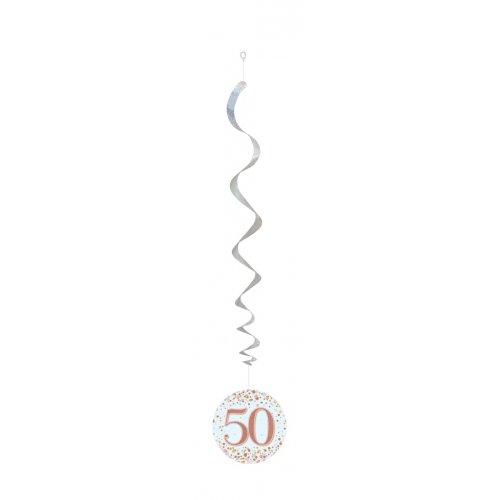 Hanging Swirls 50th Birthday Sparkling Fizz Rose Gold Pk/6