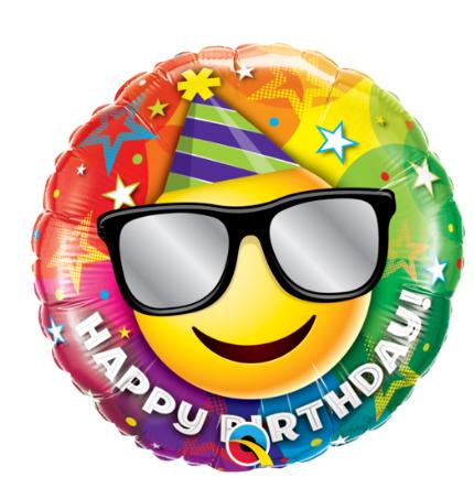 Balloon Foil 45cm Birthday Smiley