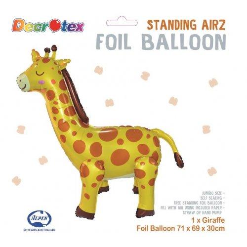 Balloon Foil Standing Airz Giraffe 71cm X 69cm X 30cm Air Fill Only
