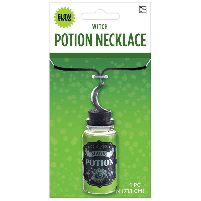 Necklace Witch Magic Potion 6cm X 3cm Bottle W/71cm Cord Glow In The Dark