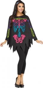 Costume Adult Poncho Skeleton Color