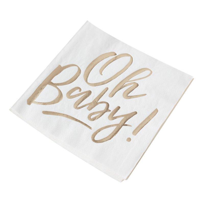 Oh Baby Napkins Gold Foiled Pk/16