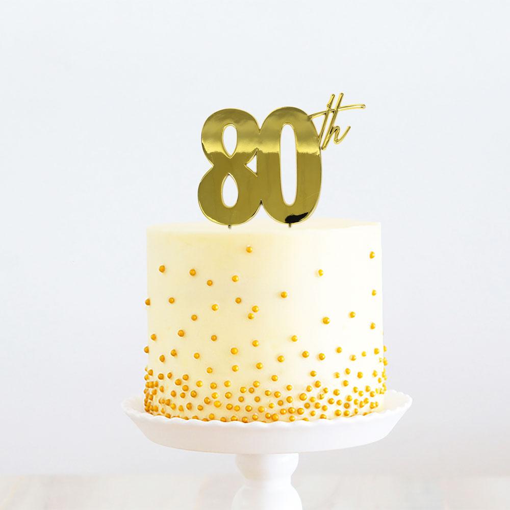 Topper 80th Gold Metal 11cm X 9cm