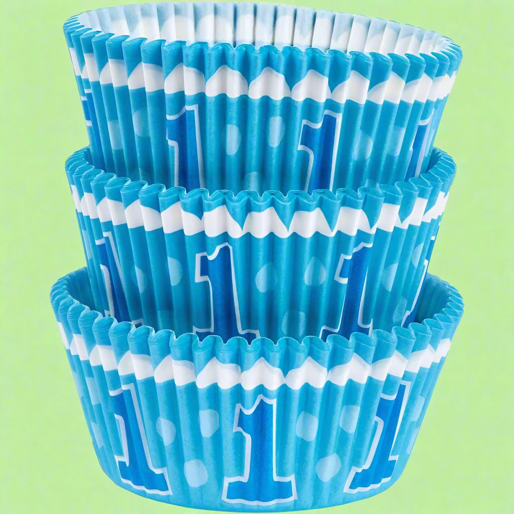 1st First Birthday Blue Cupcake Cases Pk/75 Standard