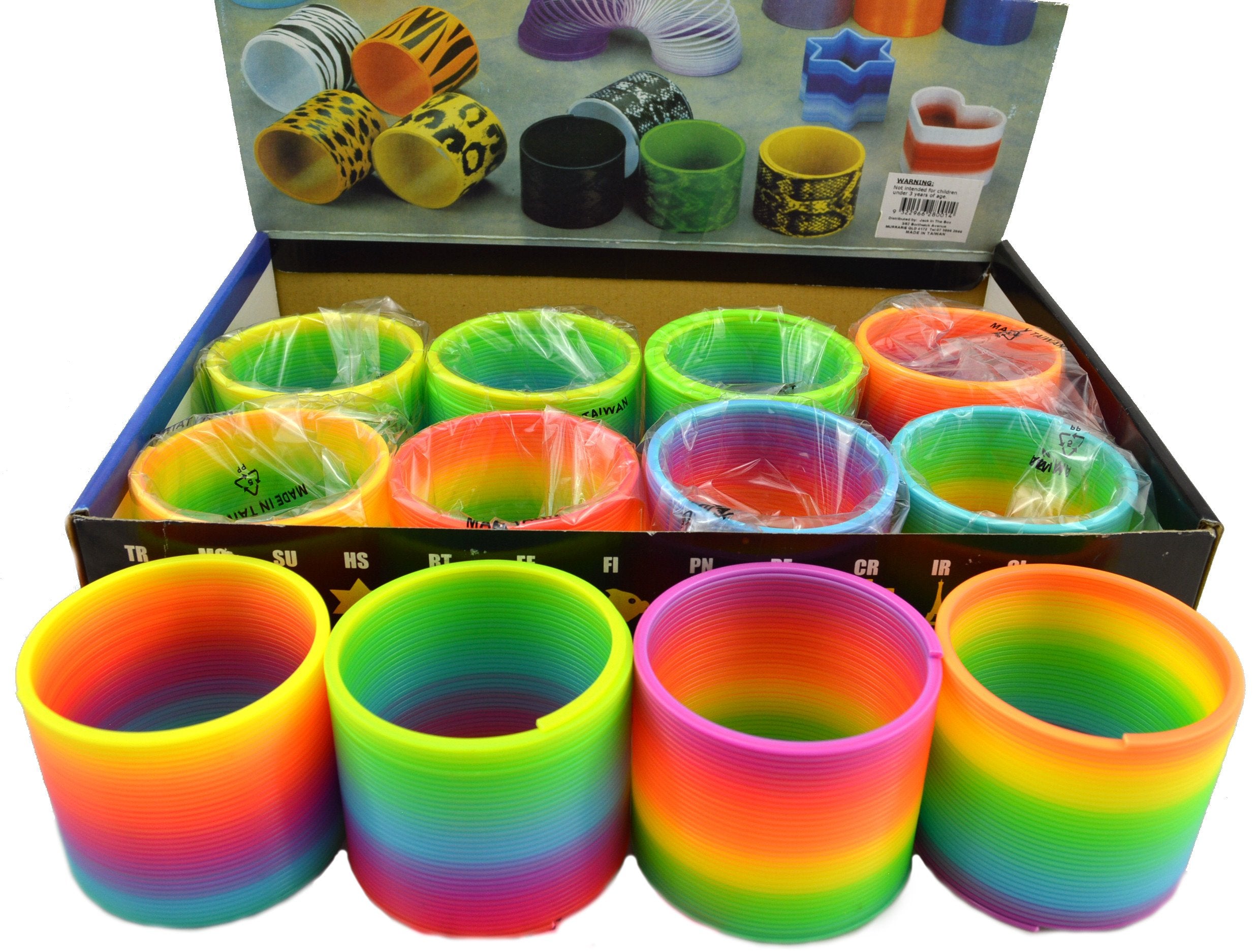 Novelty Toy Neon Rainbow Spring Plastic 7.5cm Each