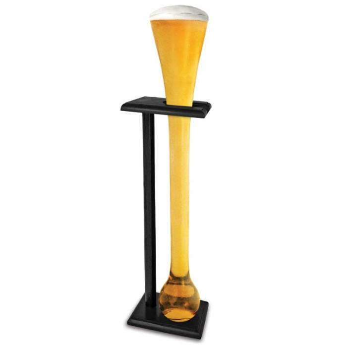 Yard Glass Large With Hand Blown Glass & Timber Stand 2.75 Litre Capacity