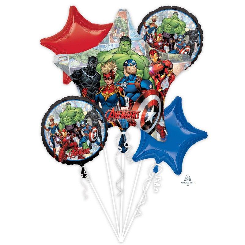 Avengers Powers Unite Balloon Bouquet Pk/5 (Balloons Only Helium Extra)