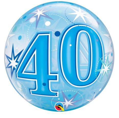 Balloon Bubble 56cm 40th Birthday Blue  Last Chance Buy