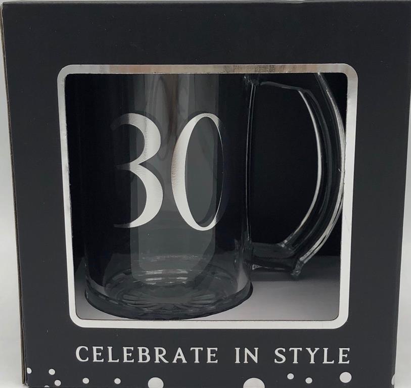 Glass Beer Tankard 30th B/Day