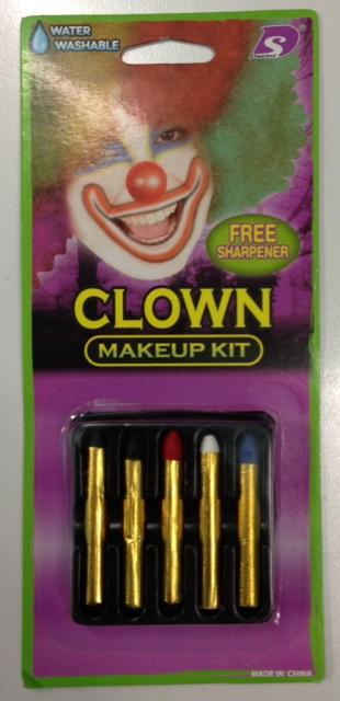 Make Up Sticks Kit Clown 5 Colours With Sharpener