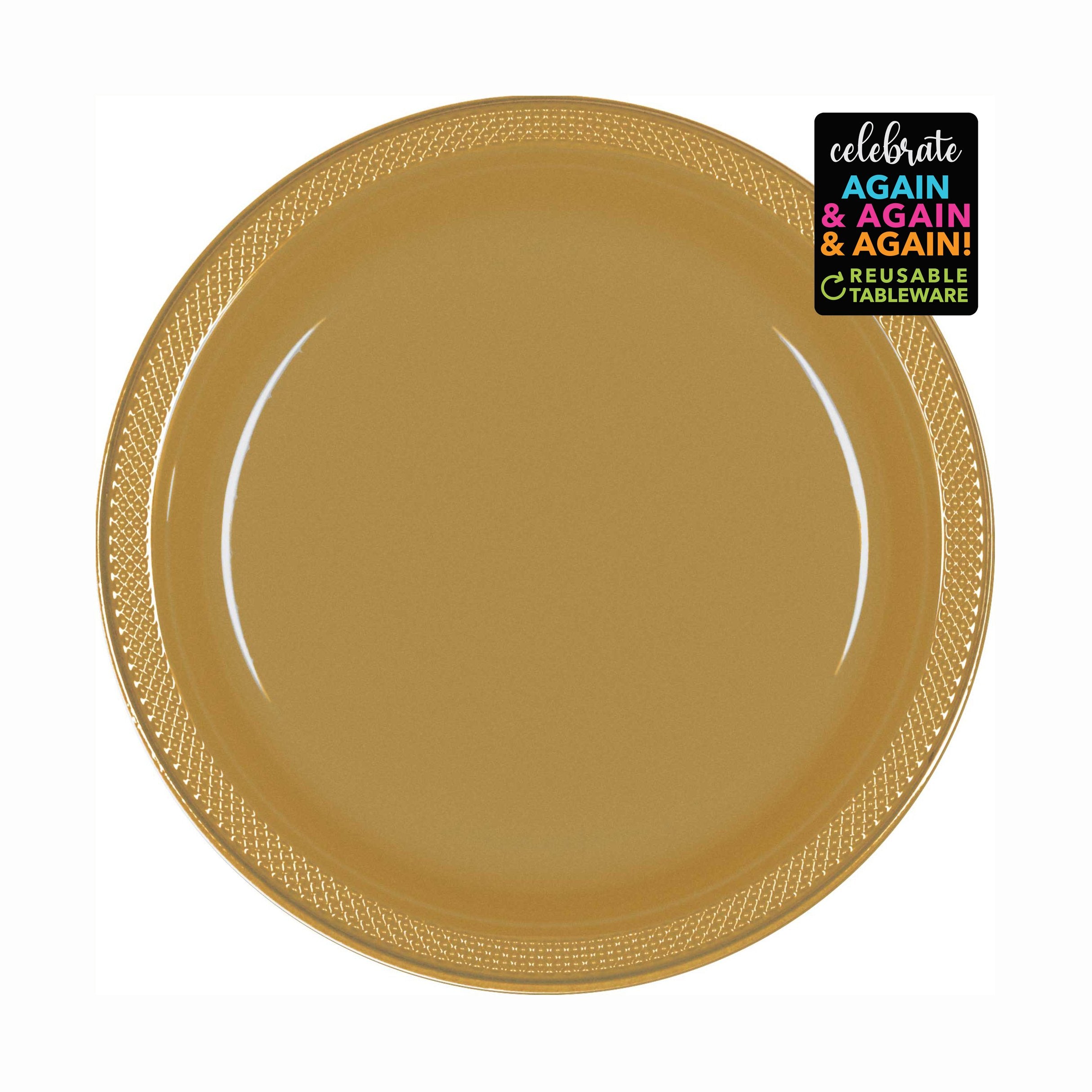 Plates 229mm Gold Plastic Pk/20