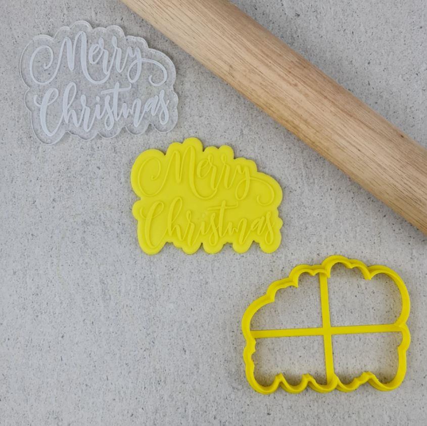 Merry Christmas Debosser & Cookie/Biscuit Cutter Set