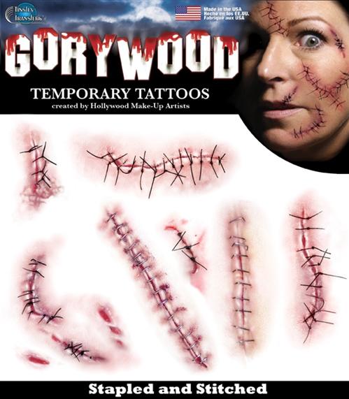 Temporary Tattoos Fx Stitched & Stapled Trauma Kit Pk/8 Pieces Tinsley