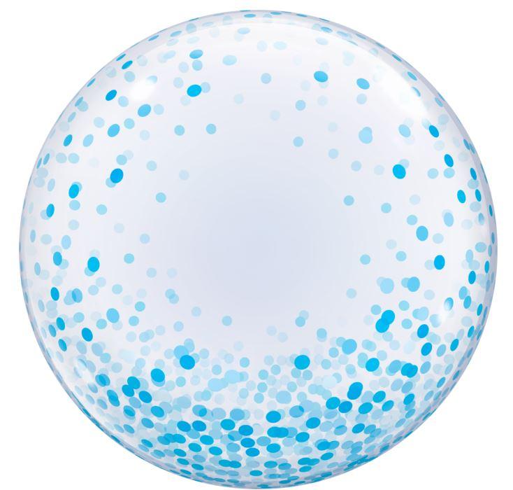 Balloon Bubble 60cm Blue Confetti Dots