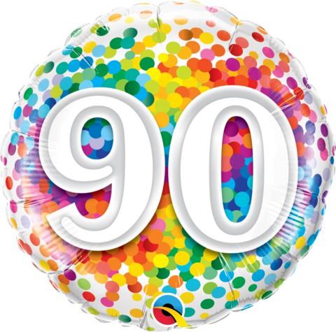 Balloon Foil 45cm Confetti Number 90