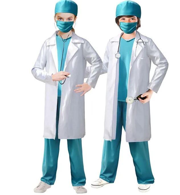 Costume Child Doctor Er Scrubs And Lab Coat Size 7-9