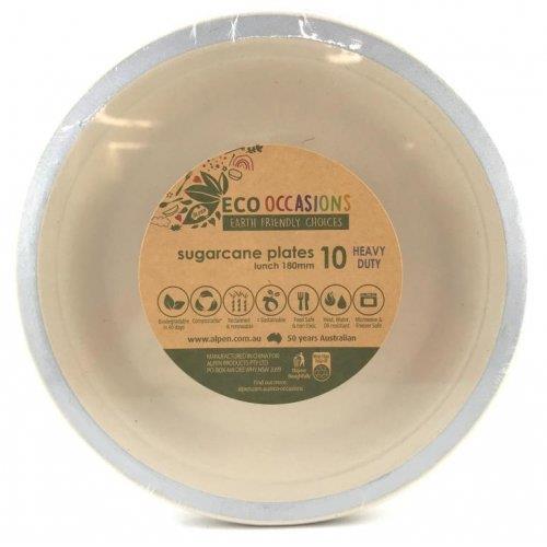 Sugarcane Plate Silver Rim 18cm Pk/10 Eco Friendly