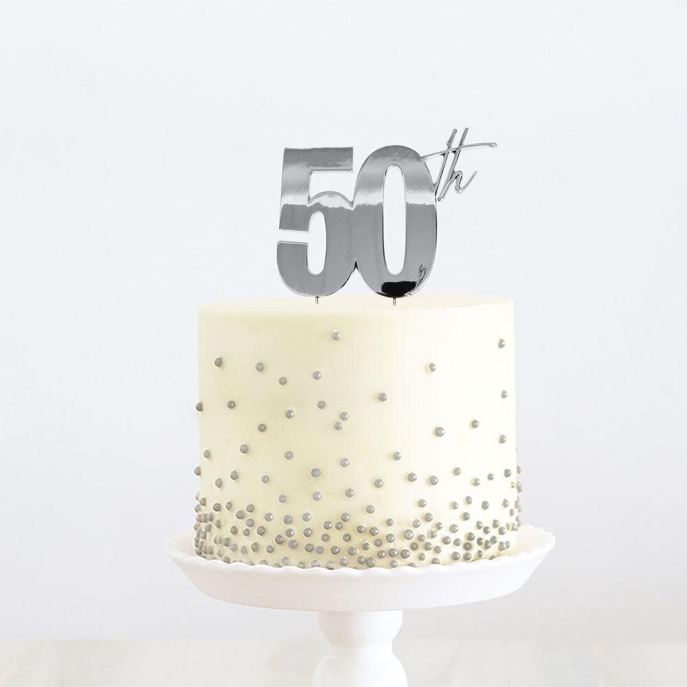Topper 50th Silver Metal 11cm X 9cm