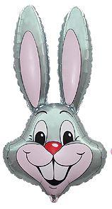 Balloon Foil Bunny Rabbit Head Silver 89cm