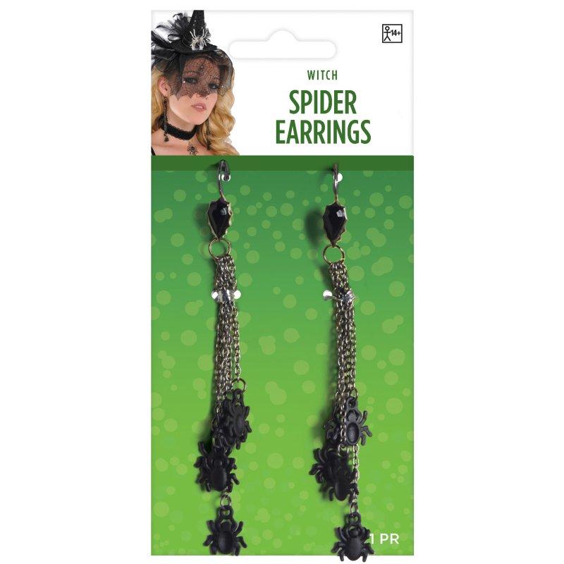 Earrings With Black Spiders Adult Size