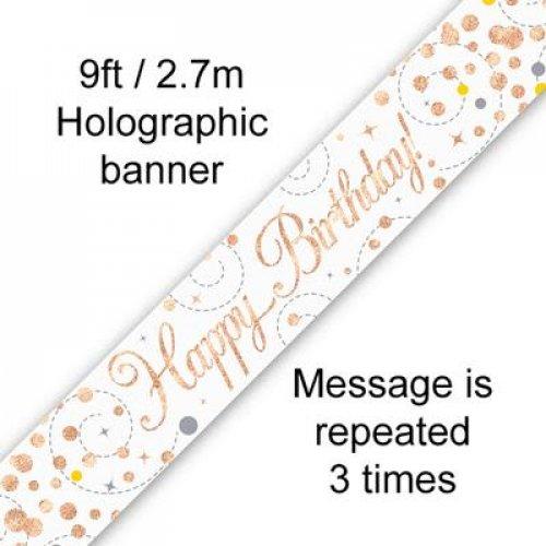 Banner Happy Birthday Sparkling Fizz 2.7m Rose Gold