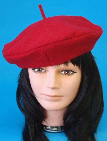 Hat Beret Red Wool Deluxe