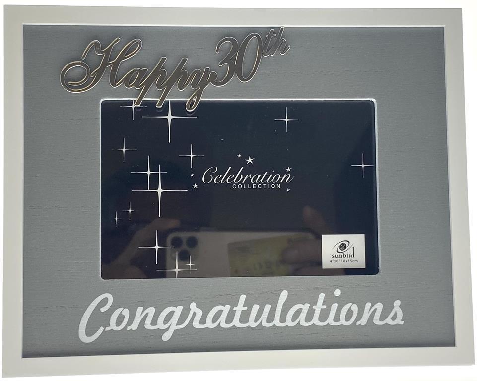 Photo Frame Happy 30th Congratulations Silver Metal Last Chance Buy