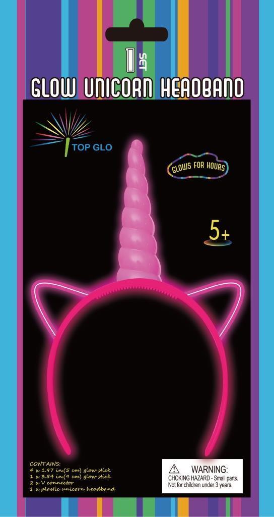 Glow In The Dark Unicorn Headband Pink Pk/1