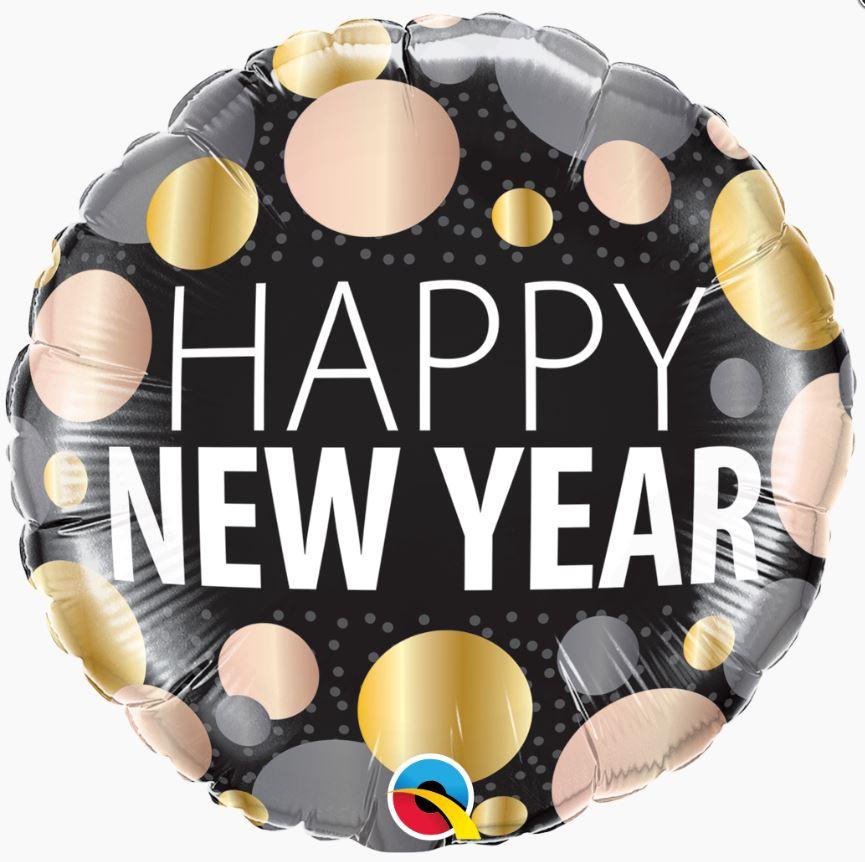 Balloon Foil 45cm New Year Metallic Dots