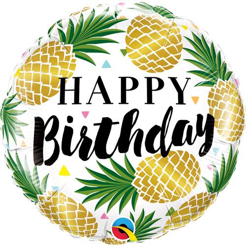 Balloon Foil 45cm Birthday Gold Pineapples