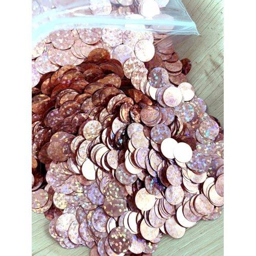 Confetti Round 1cm Holographic Rose Gold 250g