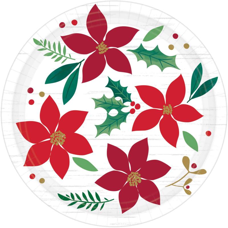 Plates Christmas Wishes Paper 17cm Pk/8