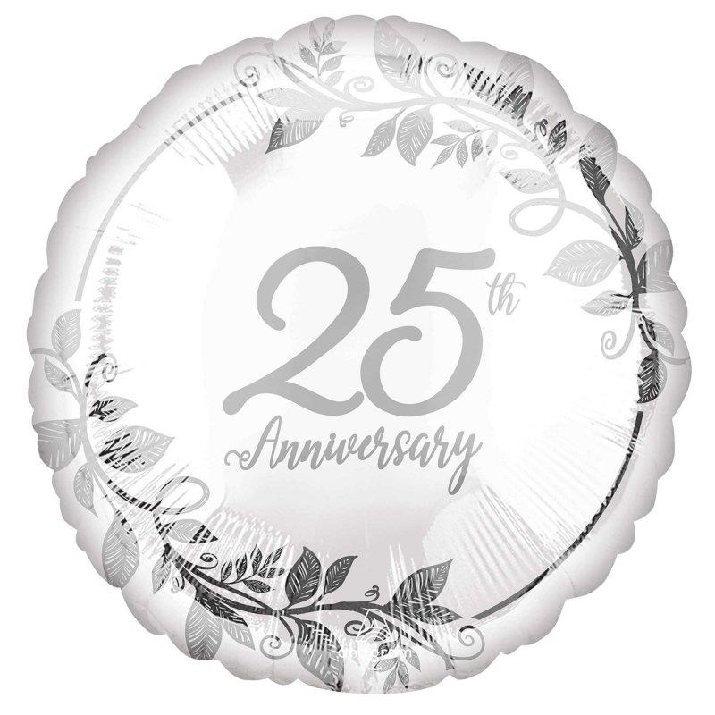 Balloon Foil 45cm 25th Anniversary Silver