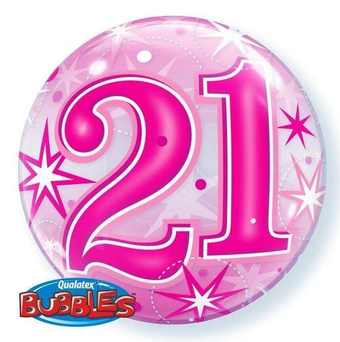 Balloon Bubble 56cm 21st Birthday Pink  Last Chance Buy
