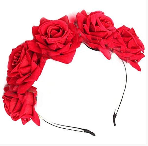 Headband Deluxe Roses Red