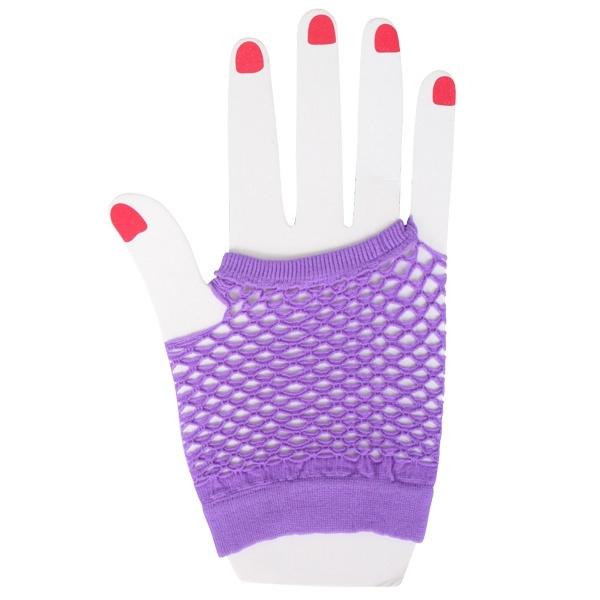 Gloves Fishnet Fingerless Purple