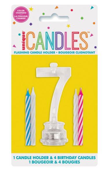 Cake Decoration & 4 Candles Flashing Number Seven  - Discontinued Line
