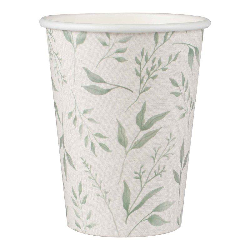 White & Green Christening Paper Cups Pk/8