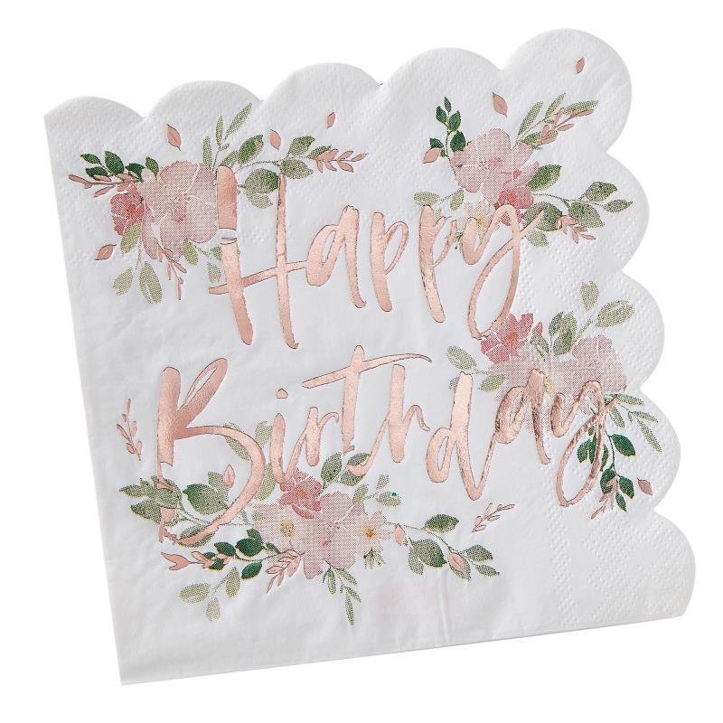 Ditsy Flower Napkins Happy Birthday Pk/16