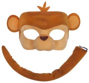 Animal Costume Mask Set Deluxe Monkey Tan
