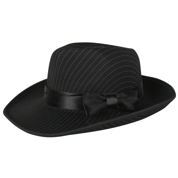 Hat Gangster Black Pinstriped