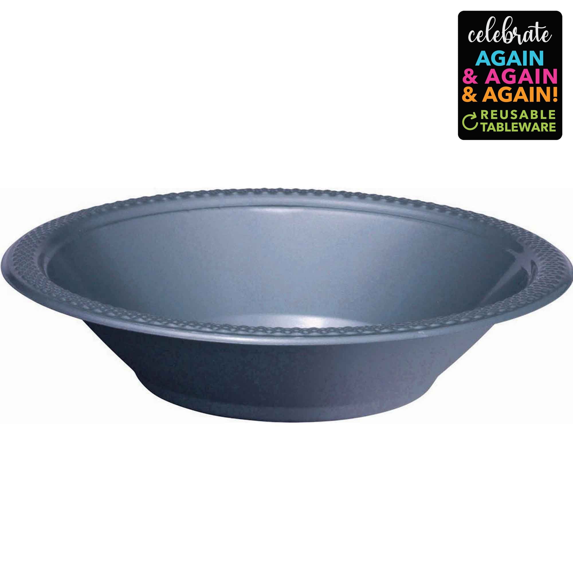 Bowls 18cm Silver Plastic Pk20