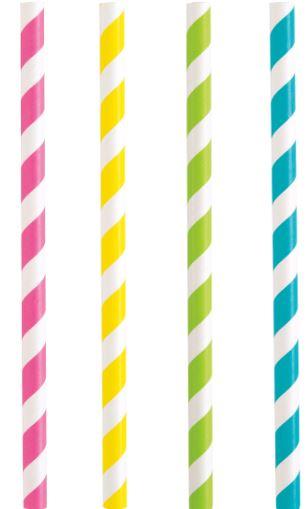 Straws Paper Smoothie Assorted Colours Stripes Pk/25