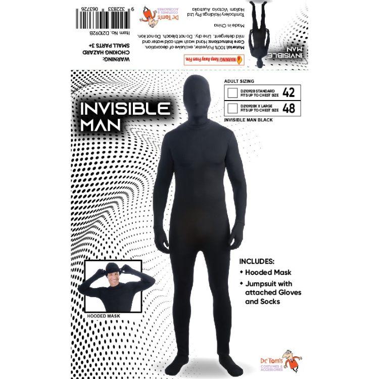 Costume Adult Invisible Man Black Spandex (Tom)