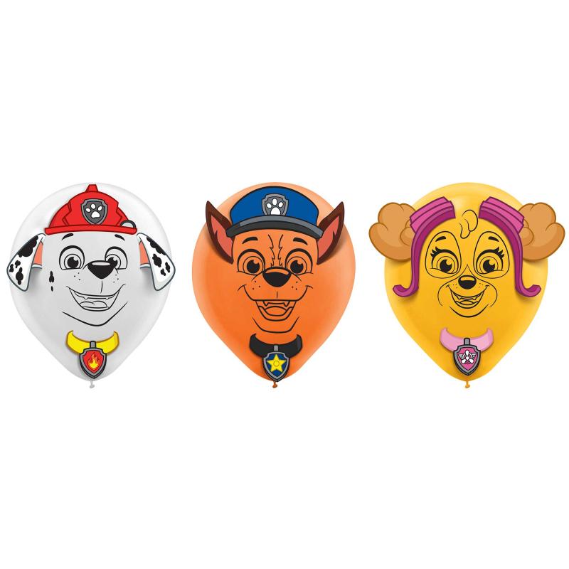 Paw Patrol Adventures 30cm Balloons & Paper Adhesives Add-Ons Pk/6