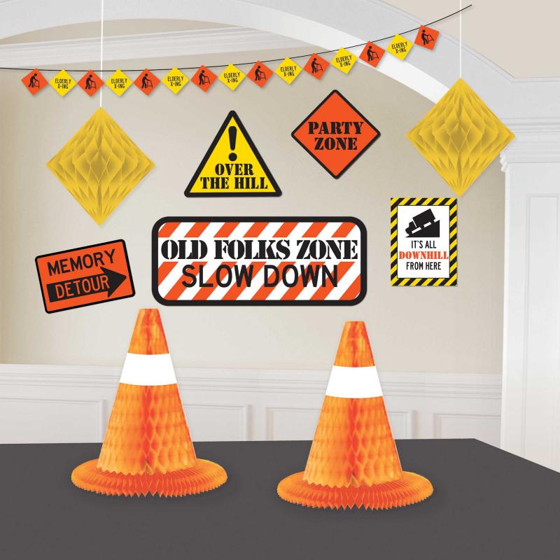 Over The Hill Construction Room Decorating Kit 10 Pieces
