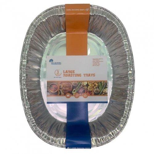 Foil Tray Oval Roasting Pk/3 - 450 X 365 X 85mm